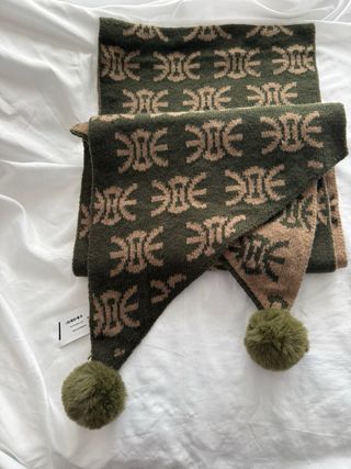 Bufanda larga reversible verde y marrón