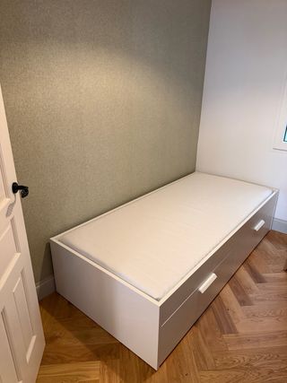 Cama Ikea Brimnes 90x200cm Blanca Colchon y Somier