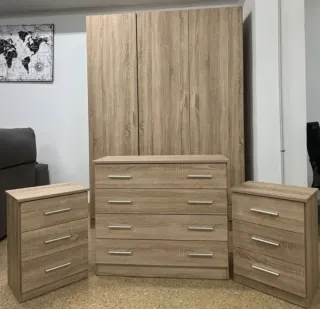 Armario Armario de madera beige y gris