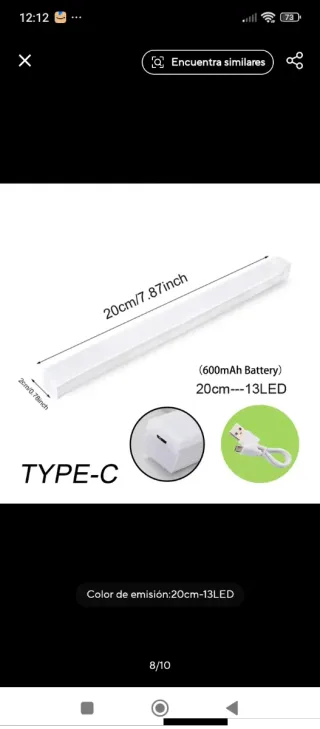 Luz LED Recargable 20cm Tipo-C