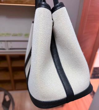 Bolso de Lona Jardín Beige/Negro