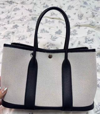 Bolso de Lona Jardín Beige/Negro