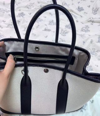 Bolso de Lona Jardín Beige/Negro