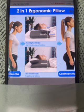 Almohada Cervical Gris y Blanca