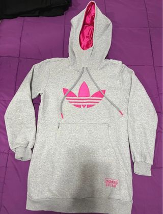 Sudadera Vestido Adidas Gris y Rosa Talla M