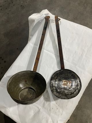 2 Mestoli Rame Antico lunghezza  65 cm