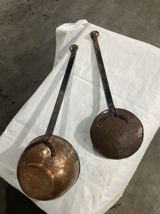 2 Mestoli Rame Antico lunghezza  65 cm