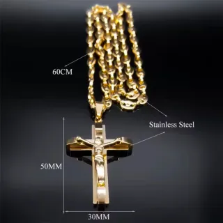 CADENA ESLABONES Y COLGANTE CRUZ