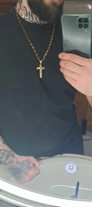 CADENA ESLABONES Y COLGANTE CRUZ