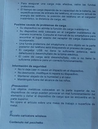 Cargador Inalámbrico Nexo para teléfono movil.