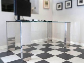 Mesa cristal y metal 1,5m salón / despacho