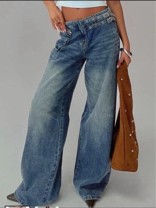 Pantalón vaquero denim ancho Talla L