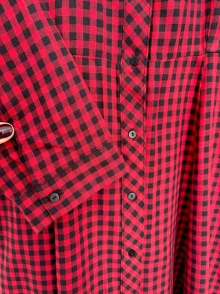 Vestido largo cuadros rojo negro camisa Zara S