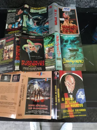 9 CARÁTULAS VHS ORIGINALES VÍDEOCLUB