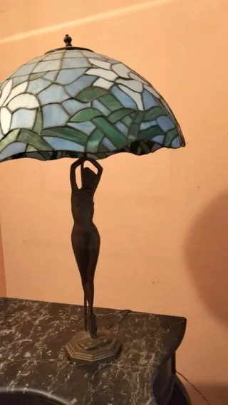 Lampada Liberty Tiffany Vetro e Bronzo