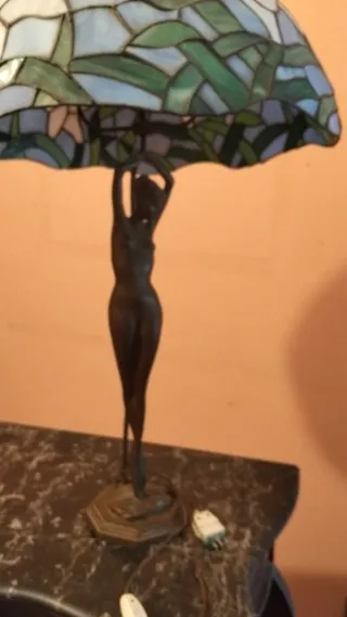 Lampada Liberty Tiffany Vetro e Bronzo