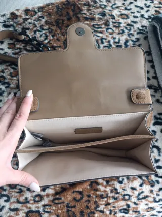 Bolso piel Mango beige y negro