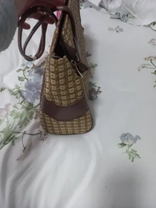 Bolso paja y polipiel cobre fabricado en España