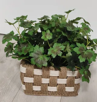 Cesta artesanal yute y tela estampado animal