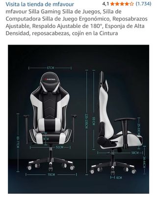 Silla Gaming MFAVOUR Negra y Blanca