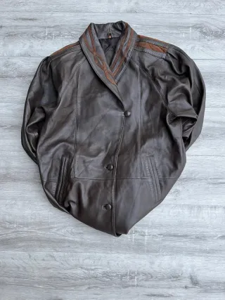 Chaqueta Cuero Vintage Marrón