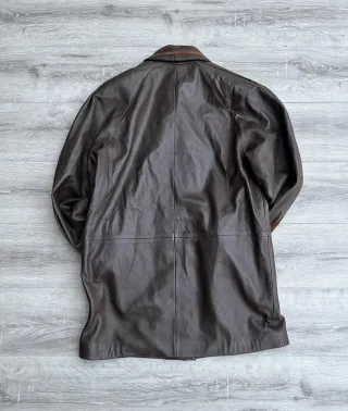 Chaqueta Cuero Vintage Marrón