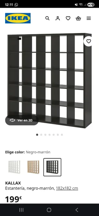 Estantería KALLAX IKEA Negra 182x182 cm