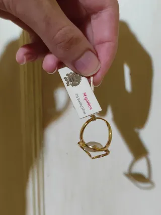 Anillo Majorica de plata 925 bañado en oro y perla