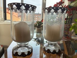 Jarrón Portavelas Grande Cristal y Metal