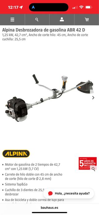 Desbrozadora gasolina Alpina ABR 42 D