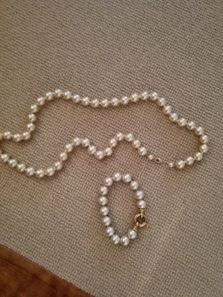 Conjunto Collar y Pulsera Perlas