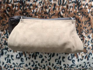 Bolso piel Nobuck beige y marrón