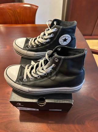 ZapatillasConverse All Star plataforma piel negras