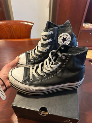ZapatillasConverse All Star plataforma piel negras