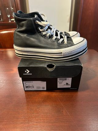 ZapatillasConverse All Star plataforma piel negras