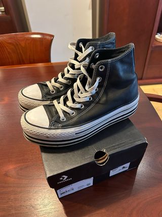 ZapatillasConverse All Star plataforma piel negras