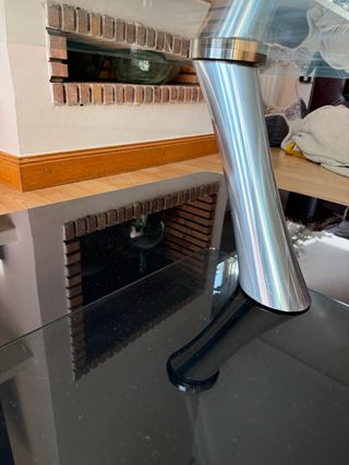 Mesa de centro cristal y metal