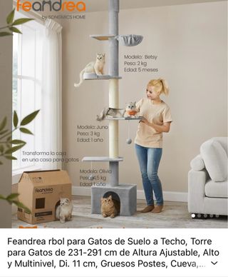 Árbol rascador para gatos ajustable