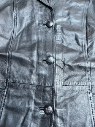 Chaqueta Cuero Vintage Negra