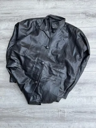 Chaqueta Cuero Vintage Negra