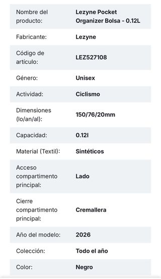 Bolsa Lezyne Pocket Drive Negra