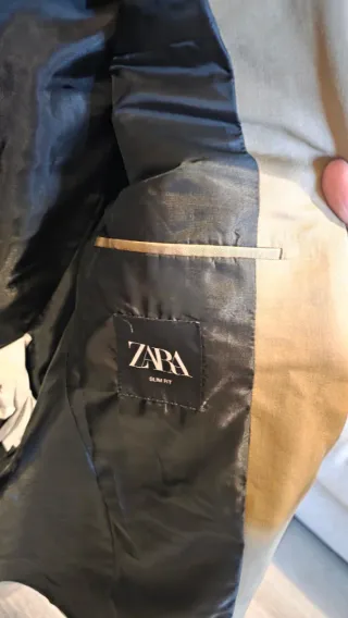 Chaqueta de vestir Zara Beige/verde oliva