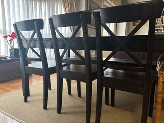 Lote 3 sillas comedor madera oscura