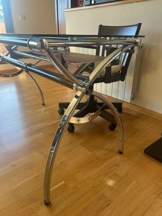Mesa escritorio cristal y acero cromado