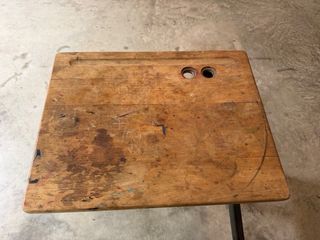 Pupitre escolar madera y metal para restaurar