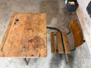 Pupitre escolar madera y metal para restaurar