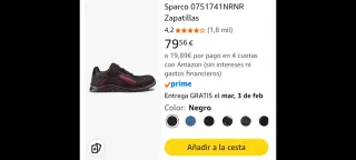 Zapatos de seguridad Sparco negros y rojos