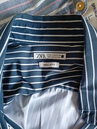 Camisa Zara Rayas Azul y Blanco