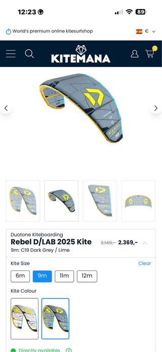 Cometa Duotone Rebel Dlab 2025  9 m Precio 1.750€