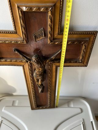 Crucifijo antiguo madera y metal